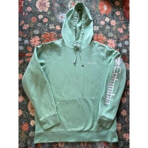 Columbia Mens Seafoam Green Fleece Logo Hoodie Sweatshirt AM5782 Size L